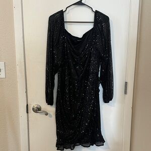 BloomChic Black Long Sleeve Sequin Dress